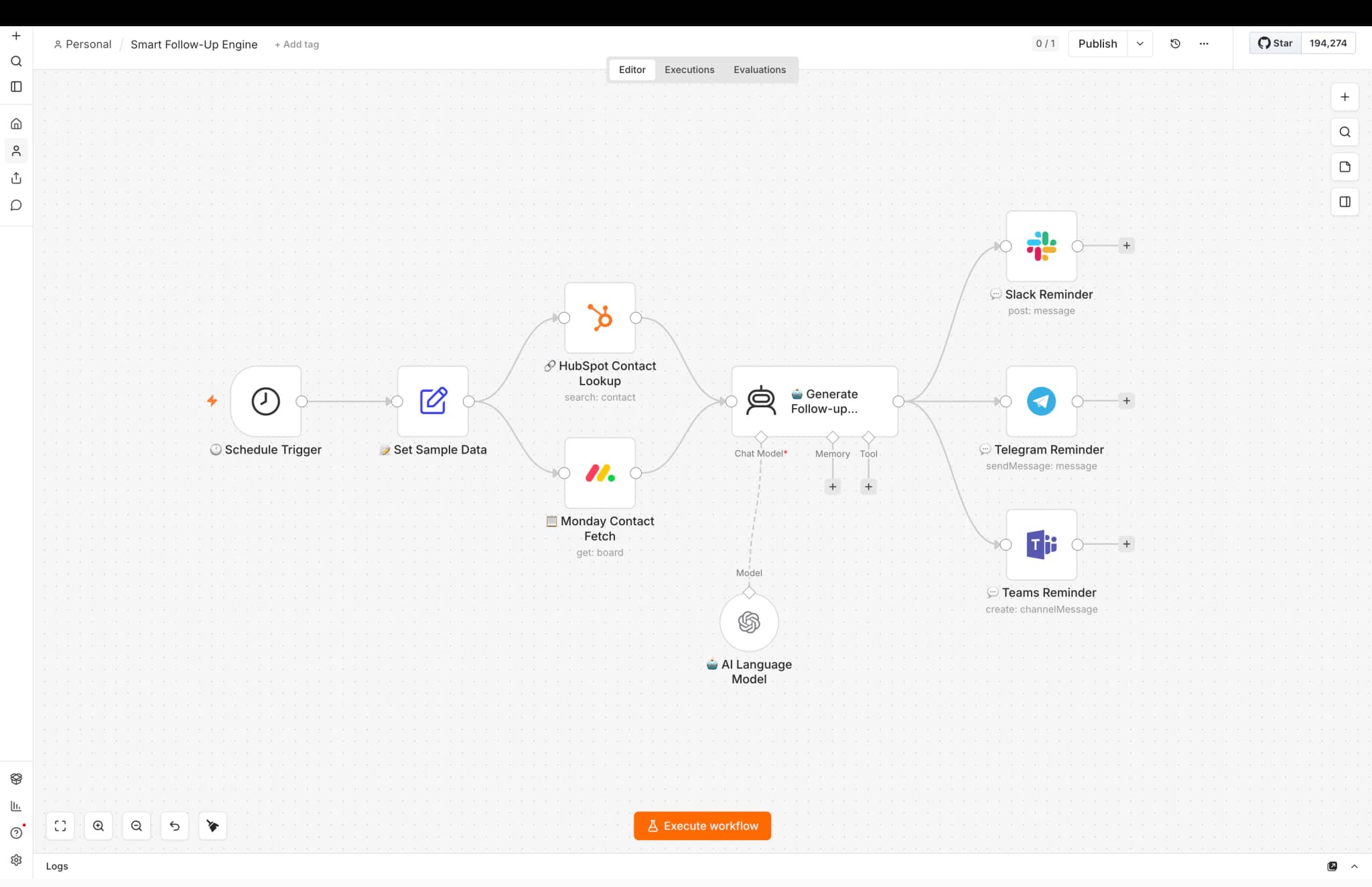 AI Sales Follow-Up Engine n8n automation workflow
