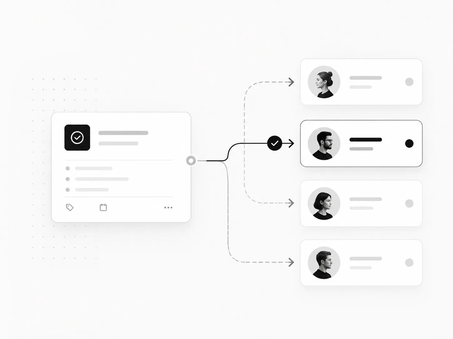 Business process automation routing work to the right team member based on ownership and status