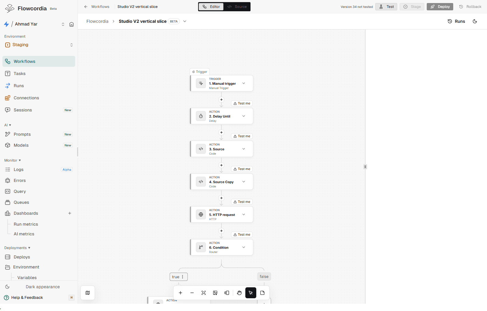FlowCordia Git-native workflow platform case study showing the visual Studio editor