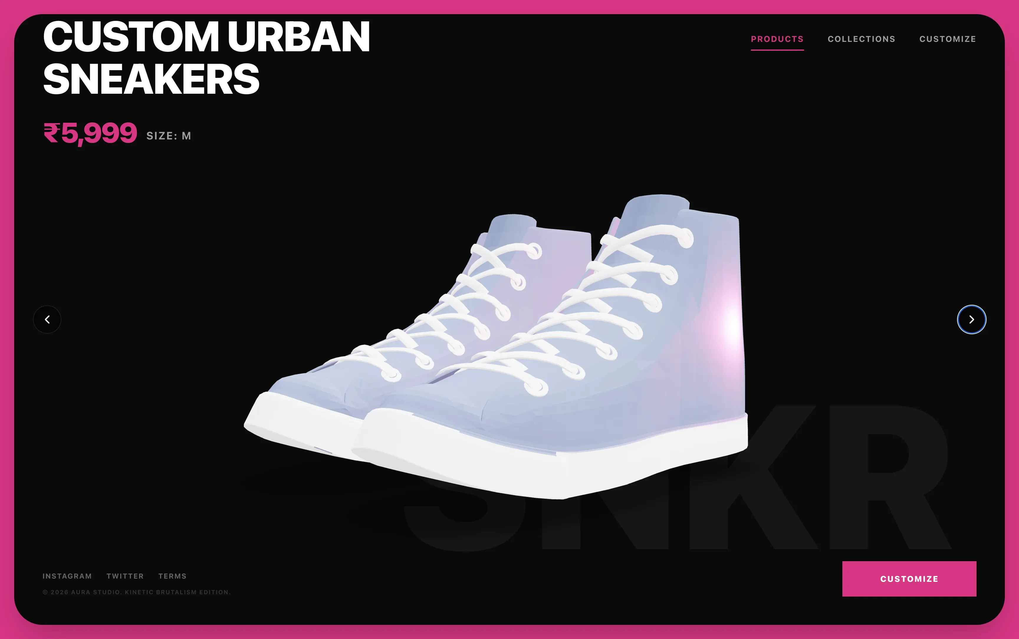 Aura Studio 3D clothing storefront website preview